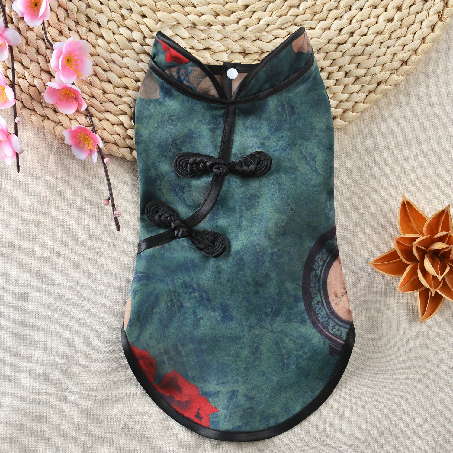 KFX-7923773 Chinese Style Summer Pet Cheongsam Skirt in Various Floral Patterns, Cotton Fabric