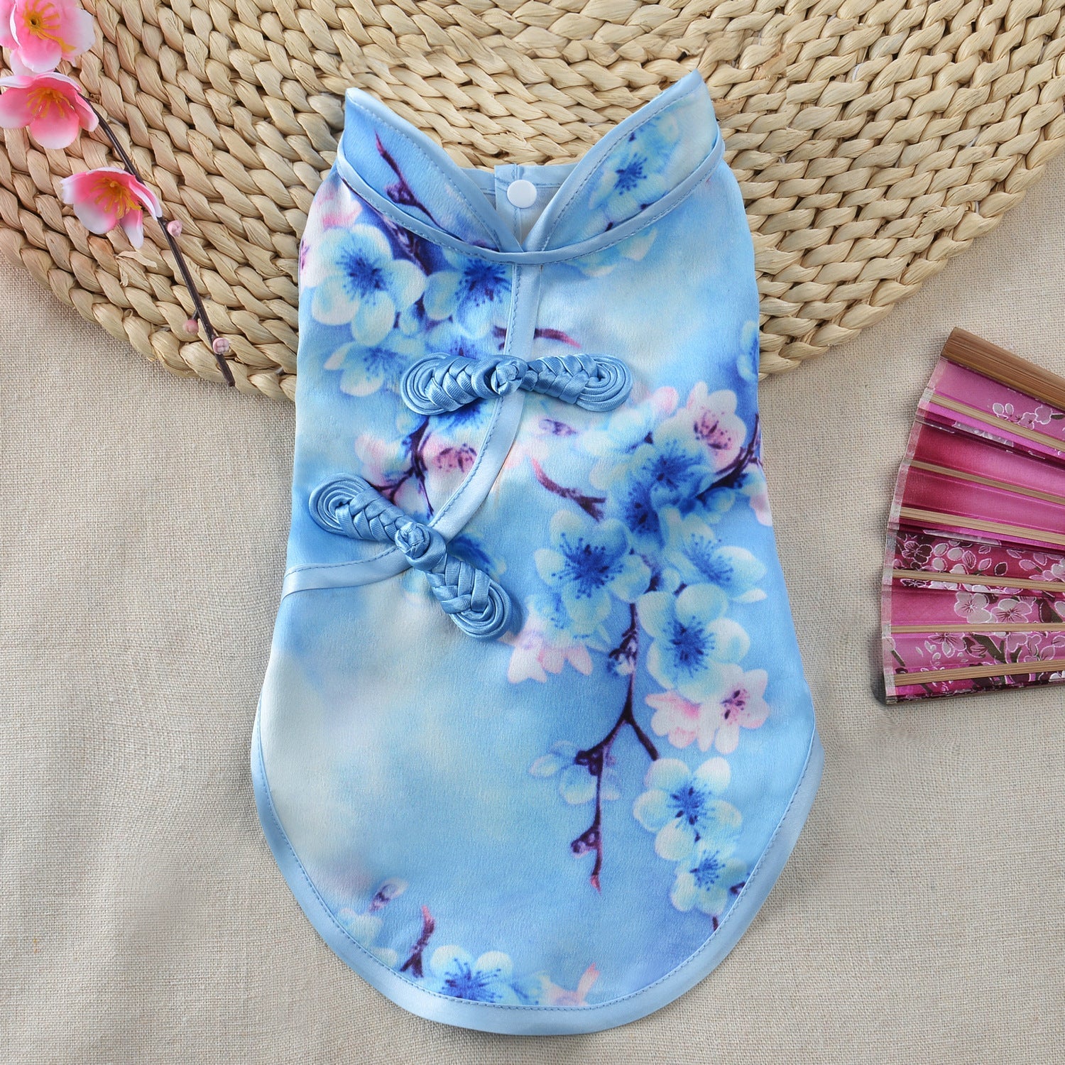 KFX-7923773 Chinese Style Summer Pet Cheongsam Skirt in Various Floral Patterns, Cotton Fabric