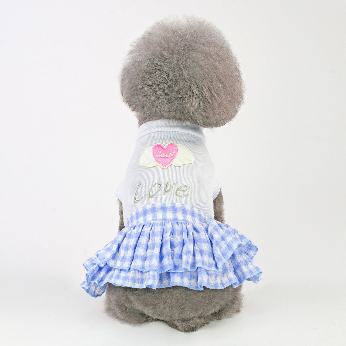 KFX-7927485 Small Dog Love Skirt in Blue and Pink - Cotton Princess Style for Pet Mothers