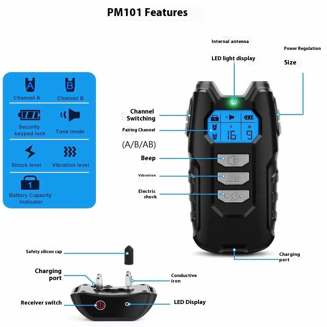 KFX-7928381 Intelligent Remote Control Bark Stopper Training Collar for Dogs and Cats - All-Season Use