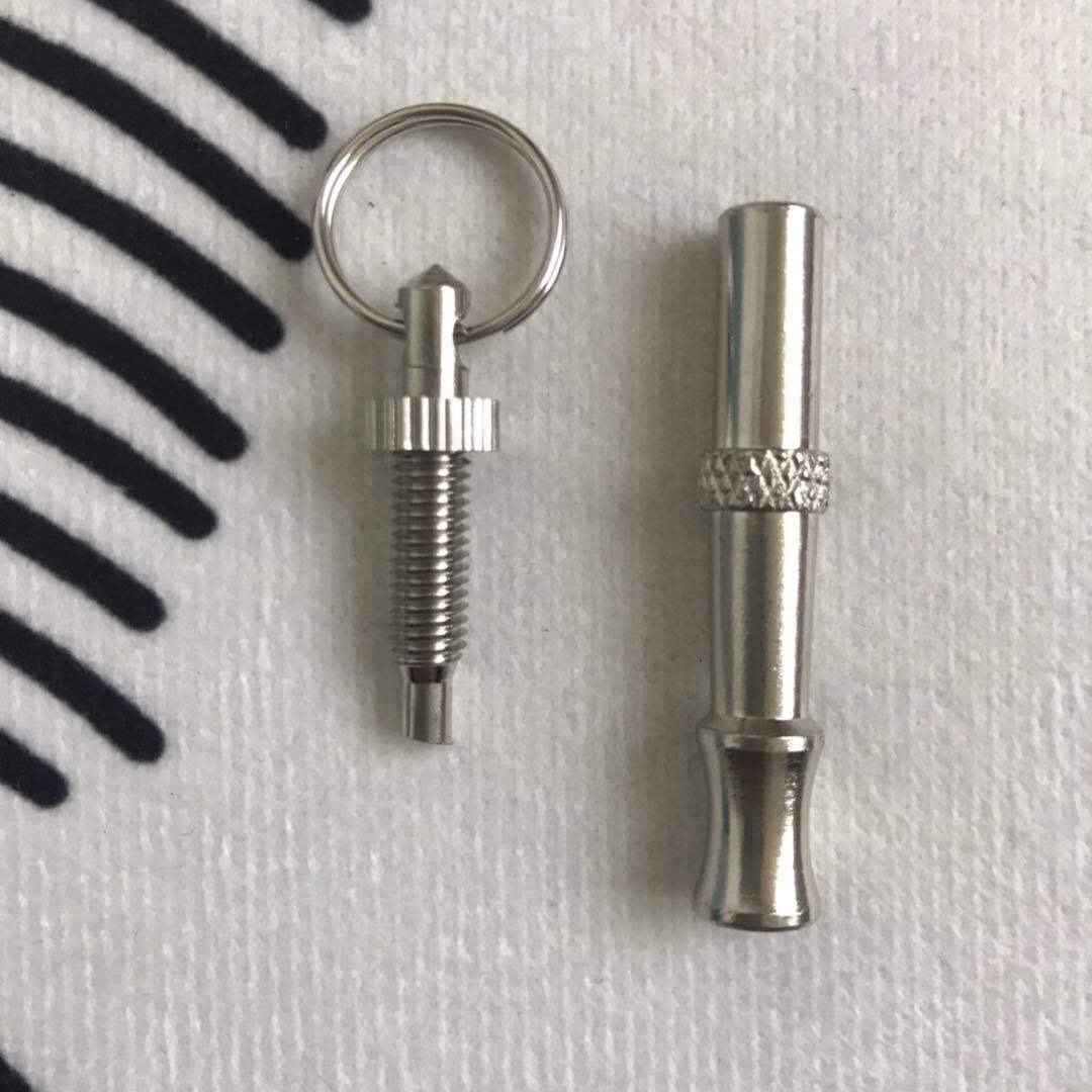 KFX-7929917 Silver Brass Dog Training Whistle with Durable Nickel Plating - 6.5CM Total Length