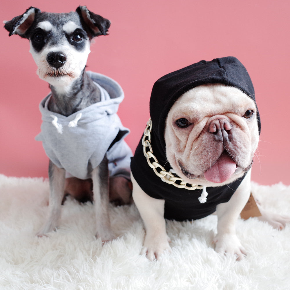 KFX-7930173 Hooded Cotton Summer Vest for Dogs & Cats, Available in Black or Grey, Sizes XS to XXL
