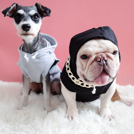 KFX-7930173 Hooded Cotton Summer Vest for Dogs & Cats, Available in Black or Grey, Sizes XS to XXL