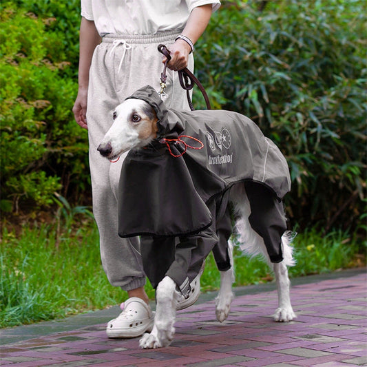 KFX-7930685 Adjustable All-Inclusive Raincoat for Medium to Large Dogs - Four-Legged Hooded Poncho in Multiple Colors