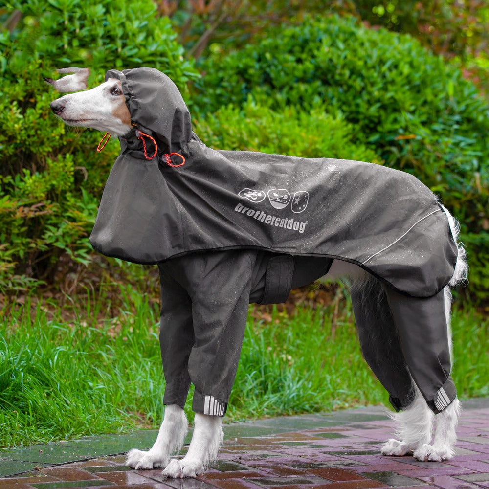 KFX-7930685 Adjustable All-Inclusive Raincoat for Medium to Large Dogs - Four-Legged Hooded Poncho in Multiple Colors