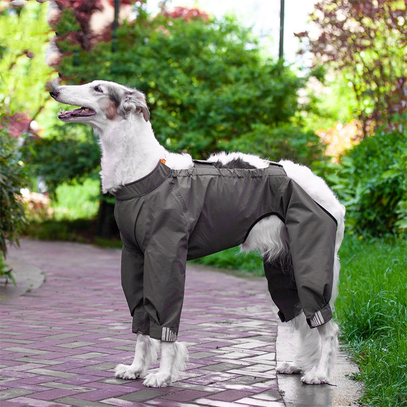 KFX-7930685 Adjustable All-Inclusive Raincoat for Medium to Large Dogs - Four-Legged Hooded Poncho in Multiple Colors