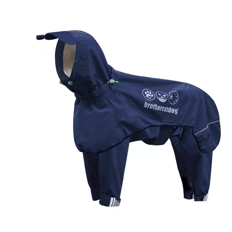 KFX-7930685 Adjustable All-Inclusive Raincoat for Medium to Large Dogs - Four-Legged Hooded Poncho in Multiple Colors