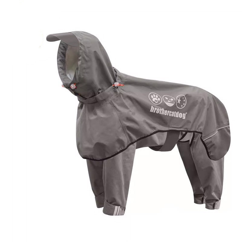 KFX-7930685 Adjustable All-Inclusive Raincoat for Medium to Large Dogs - Four-Legged Hooded Poncho in Multiple Colors