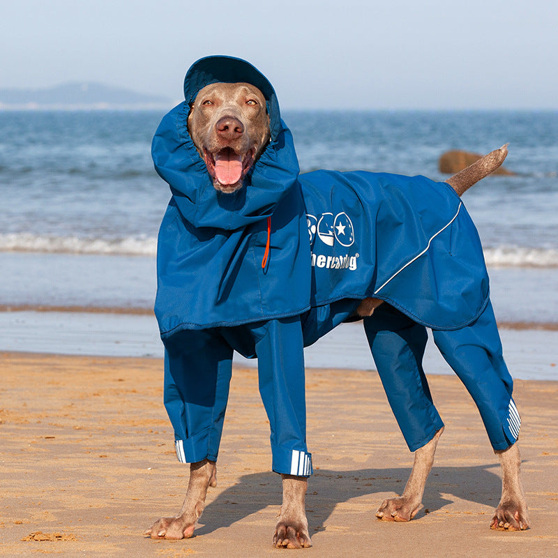 KFX-7930685 Adjustable All-Inclusive Raincoat for Medium to Large Dogs - Four-Legged Hooded Poncho in Multiple Colors