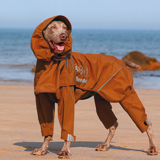 KFX-7930685 Adjustable All-Inclusive Raincoat for Medium to Large Dogs - Four-Legged Hooded Poncho in Multiple Colors