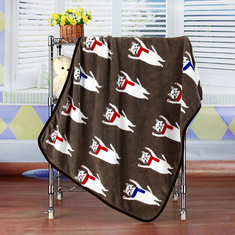 KFX-7931709 Cartoon Animal Print Flannel Coral Fleece Blanket for Pets - 100x75cm