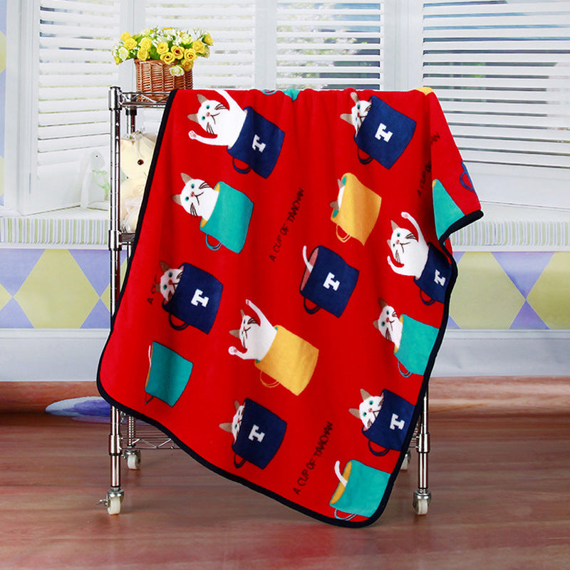 KFX-7931709 Cartoon Animal Print Flannel Coral Fleece Blanket for Pets - 100x75cm
