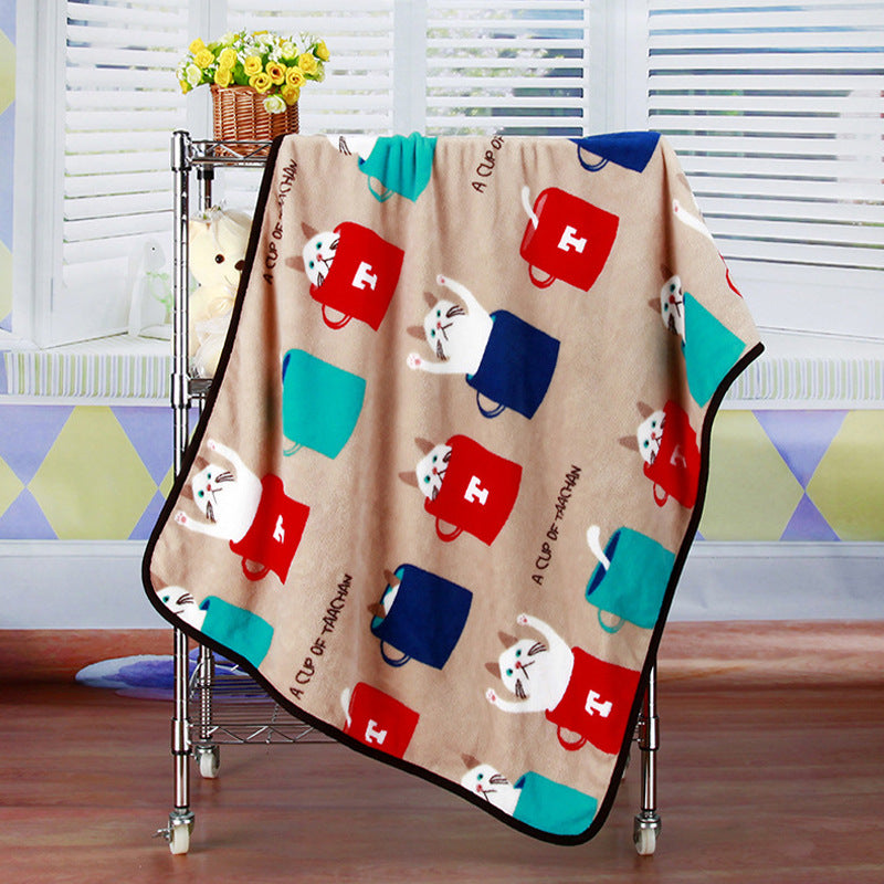 KFX-7931709 Cartoon Animal Print Flannel Coral Fleece Blanket for Pets - 100x75cm