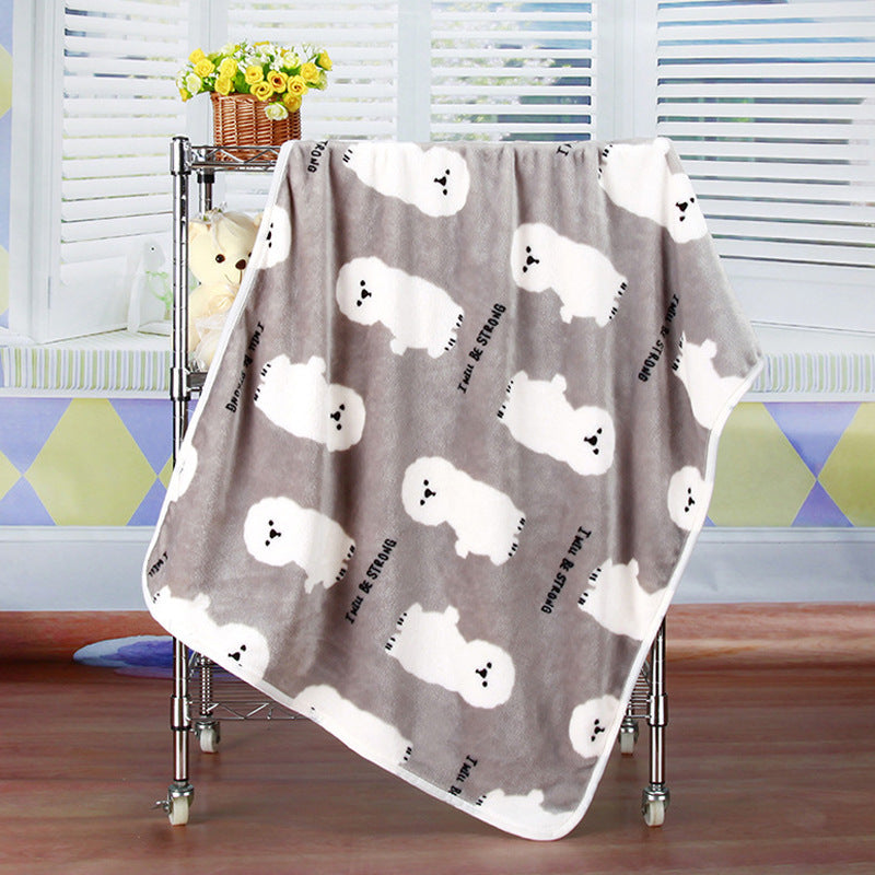KFX-7931709 Cartoon Animal Print Flannel Coral Fleece Blanket for Pets - 100x75cm