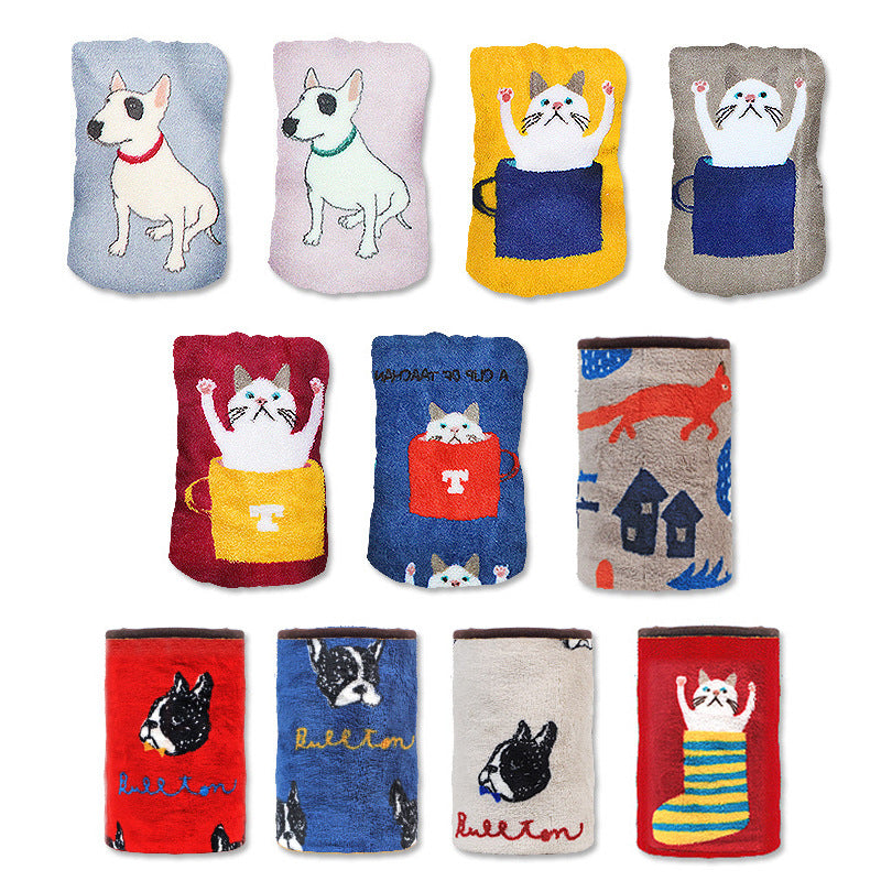 KFX-7931709 Cartoon Animal Print Flannel Coral Fleece Blanket for Pets - 100x75cm