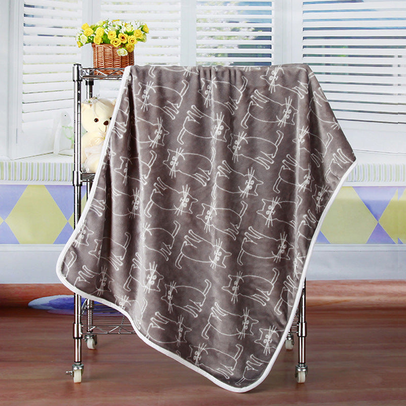 KFX-7931709 Cartoon Animal Print Flannel Coral Fleece Blanket for Pets - 100x75cm