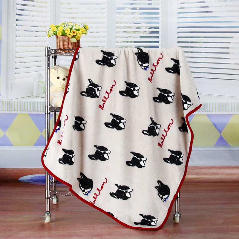 KFX-7931709 Cartoon Animal Print Flannel Coral Fleece Blanket for Pets - 100x75cm