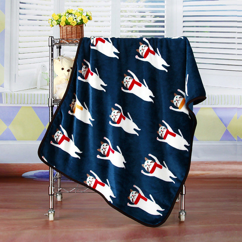 KFX-7931709 Cartoon Animal Print Flannel Coral Fleece Blanket for Pets - 100x75cm