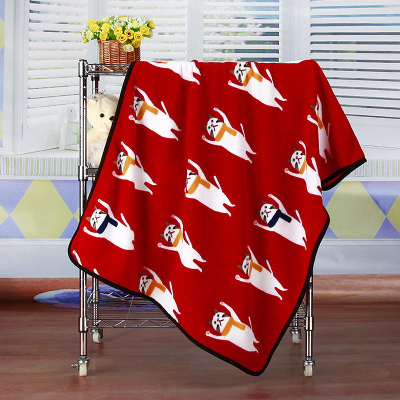 KFX-7931709 Cartoon Animal Print Flannel Coral Fleece Blanket for Pets - 100x75cm