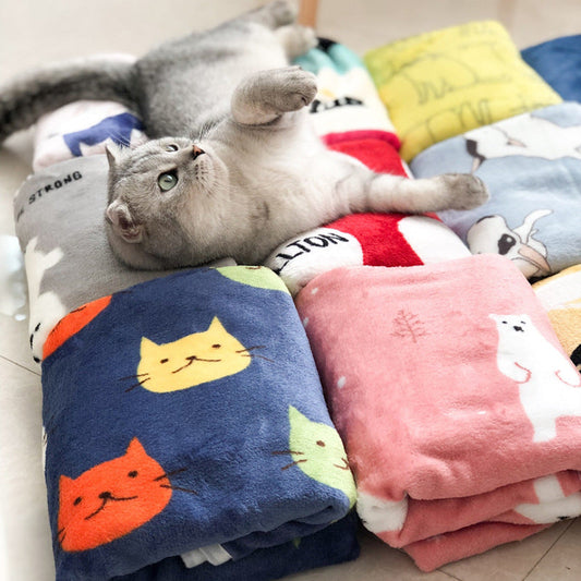 KFX-7931709 Cartoon Animal Print Flannel Coral Fleece Blanket for Pets - 100x75cm
