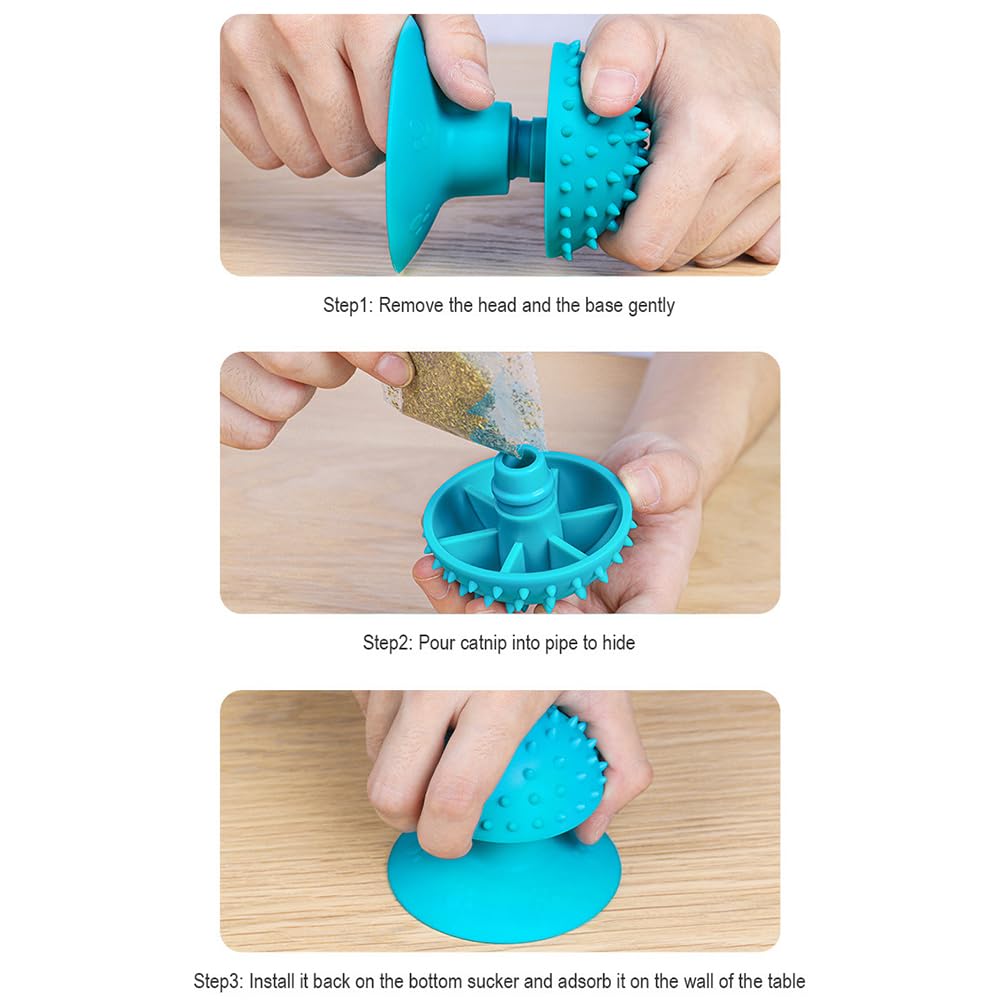 KFX-7932349 Self-Grooming Cat Brush and Massager for Long and Short Fur with Cat Mint Attachment