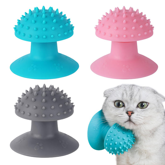KFX-7932349 Self-Grooming Cat Brush and Massager for Long and Short Fur with Cat Mint Attachment