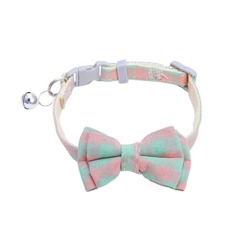 KFX-7932861 Plaid Bow Tie Collar for Small Dogs and Cats - Christmas Design with Quick Release and Bell