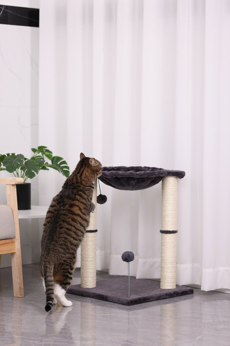 KFX-7934141 Cat Scratching Post with Integrated Nest - E1 Wooden, 40x40x54cm, Simple Design