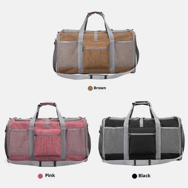 KFX-7934525 Portable Foldable Hand-held Cross-body Pet Carrier Bag with Breathable Fabric and Large Capacity