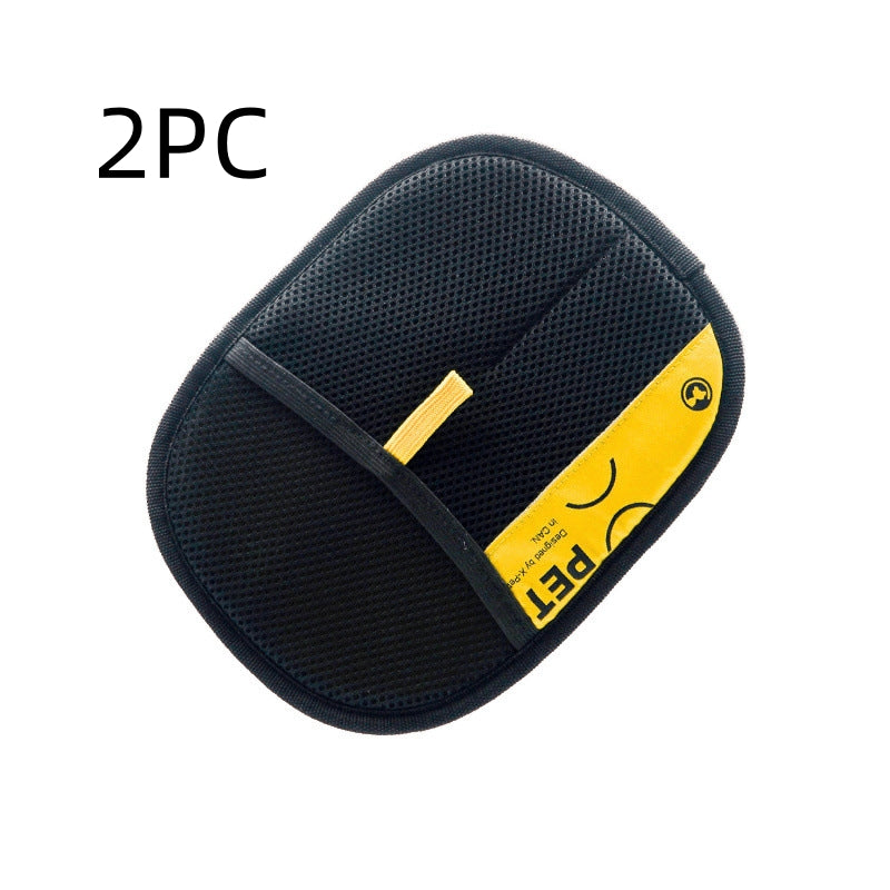 KFX-7936445 Pet Hair Removal Gloves for Home Grooming and Cleaning - 24x16cm Mesh and Brushed Fabric in Black/Yellow