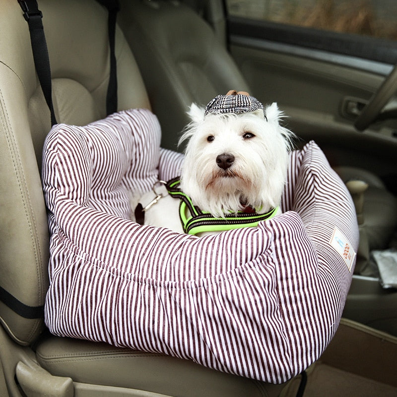 KFX-7937085 Pet Safety Car Nest, Multi-Color Oxford Cloth Car Kennel with Safety Buckle for Front and Back Rows, 55x50x30CM
