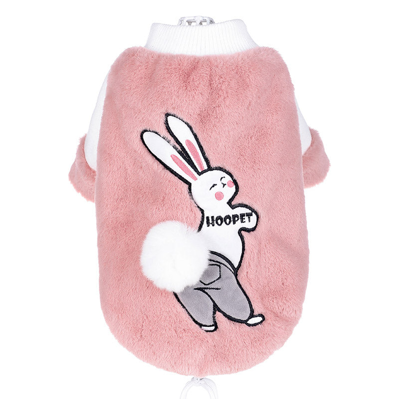 KFX-7937213 Cozy Pink Double-Sided Velvet Dog Outfit for Autumn and Winter