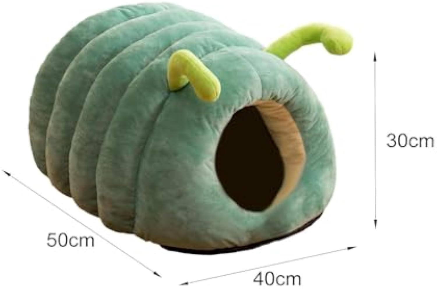 KFX-7938109 Animal Shape Semi-Enclosed Cave Bed for Cats and Small Dogs - Plush, Non-Slip, Modern Design, Green Color, 50*40*30cm