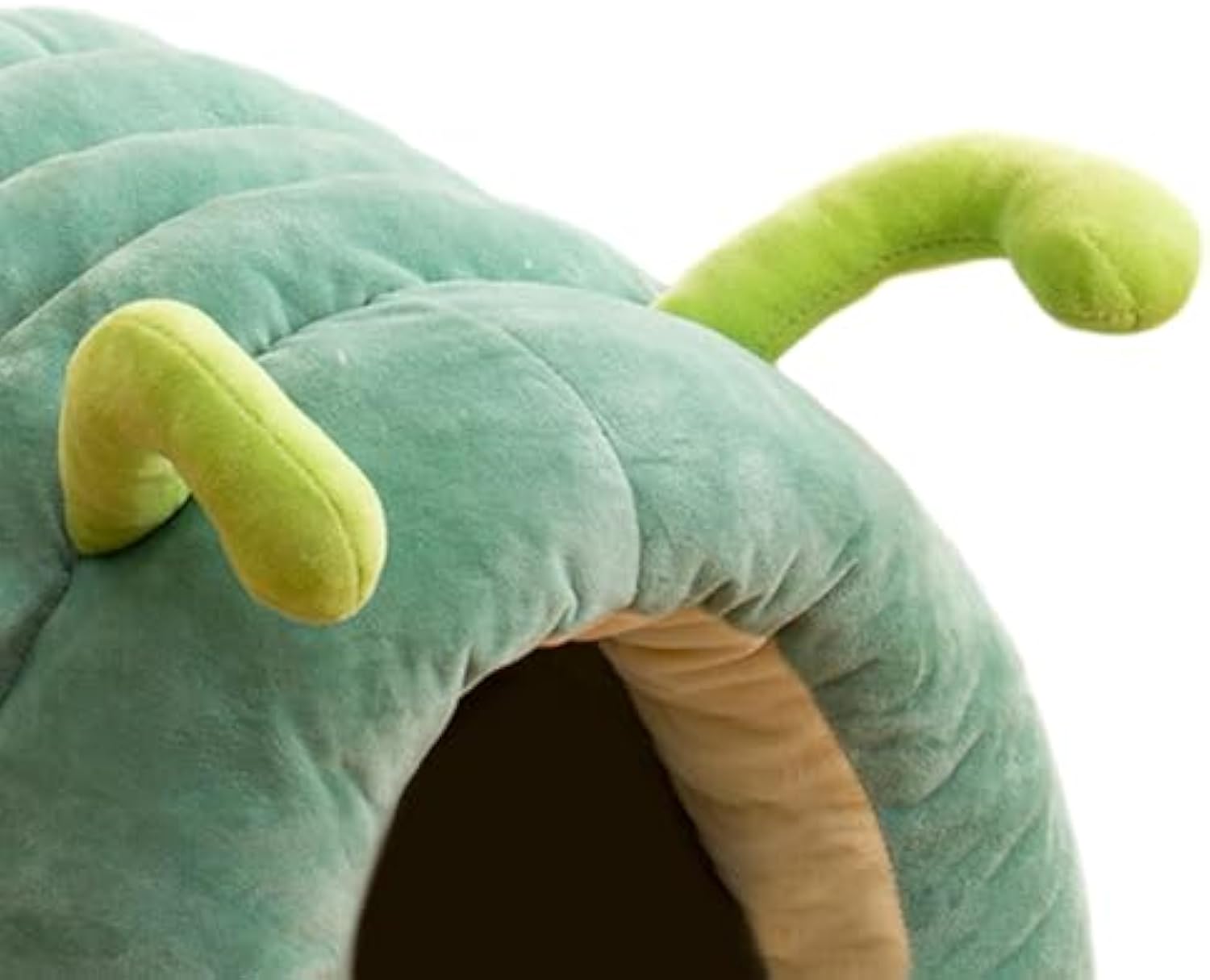 KFX-7938109 Animal Shape Semi-Enclosed Cave Bed for Cats and Small Dogs - Plush, Non-Slip, Modern Design, Green Color, 50*40*30cm