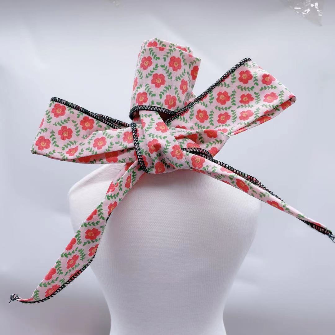 KFX-7938237 Floral Red Cotton Triangle Scarf for Small Dogs