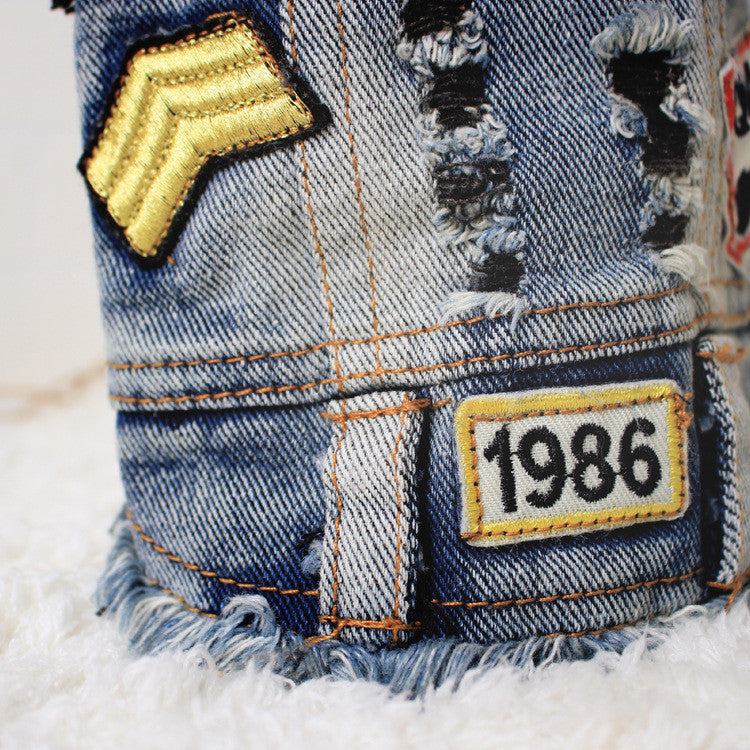KFX-7939005 Sand Wash Denim Vest for Dogs - Stylish Cowboy-Style Apparel