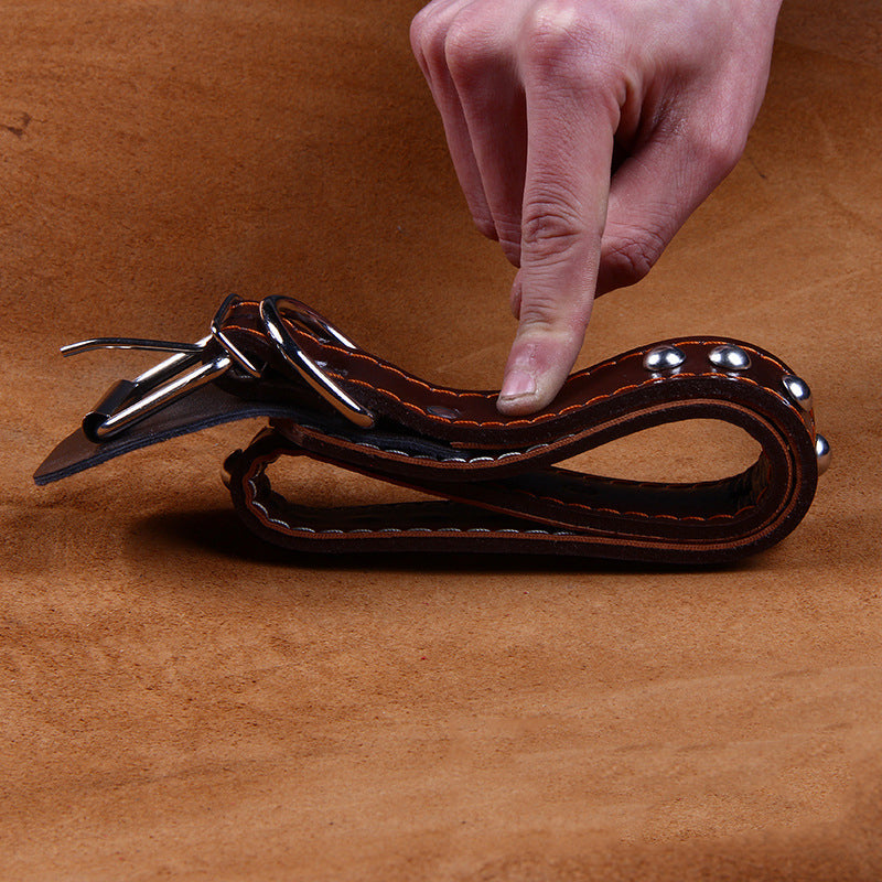 KFX-7940413 Durable Cowhide Pet Collar with Alloy Lock - Available in Multiple Sizes