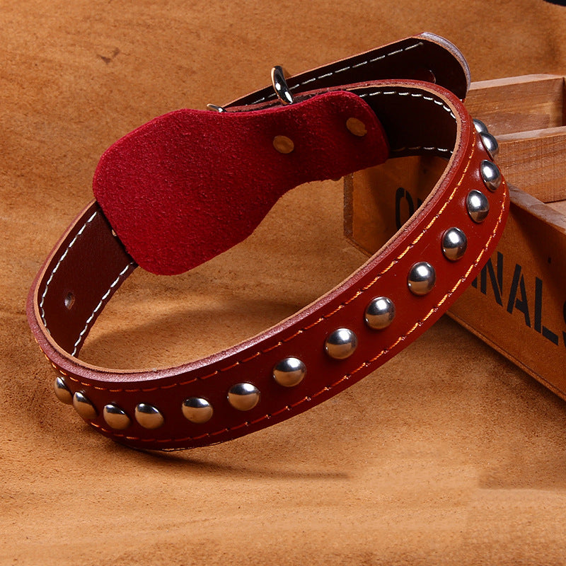 KFX-7940413 Durable Cowhide Pet Collar with Alloy Lock - Available in Multiple Sizes