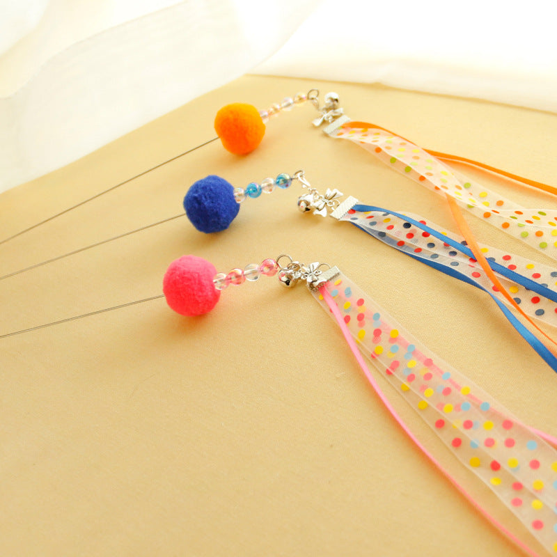 KFX-7941437 Colorful Ribbon Cat Toy Wand with Funny Cat Stick - 37cm & 47cm Lengths