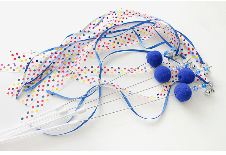 KFX-7941437 Colorful Ribbon Cat Toy Wand with Funny Cat Stick - 37cm & 47cm Lengths
