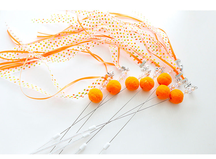 KFX-7941437 Colorful Ribbon Cat Toy Wand with Funny Cat Stick - 37cm & 47cm Lengths
