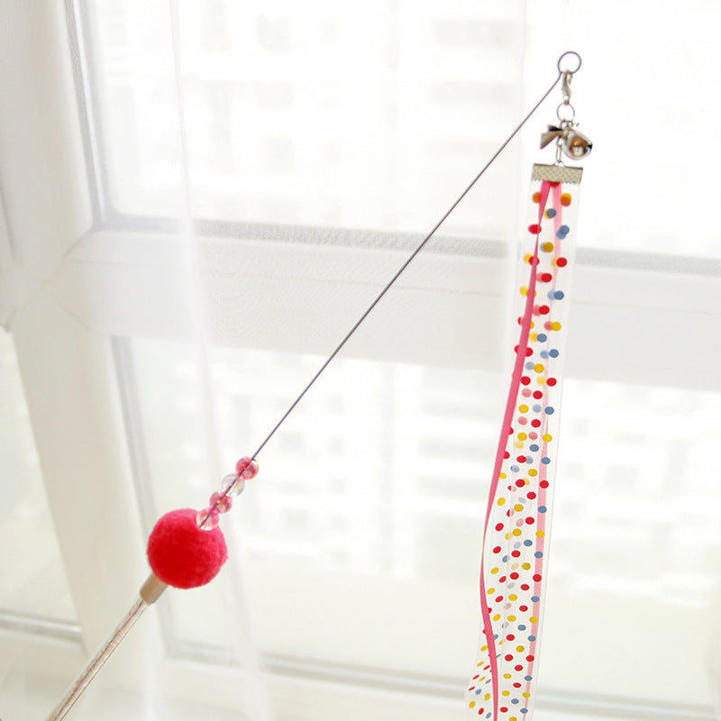 KFX-7941437 Colorful Ribbon Cat Toy Wand with Funny Cat Stick - 37cm & 47cm Lengths