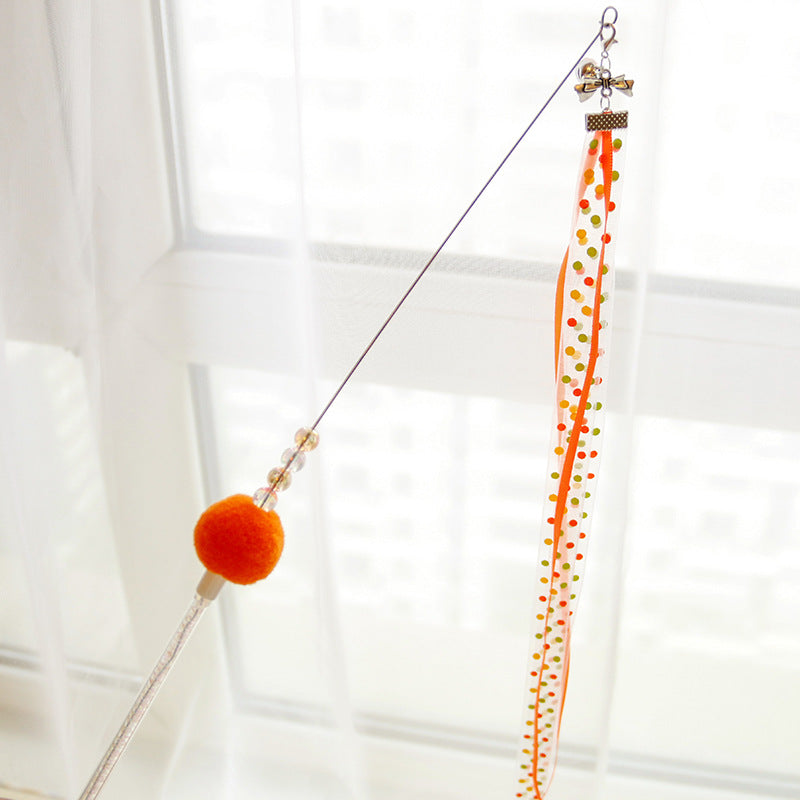 KFX-7941437 Colorful Ribbon Cat Toy Wand with Funny Cat Stick - 37cm & 47cm Lengths
