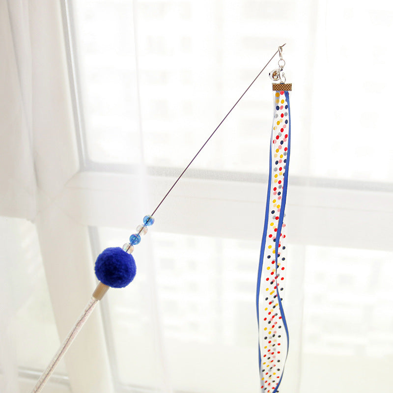 KFX-7941437 Colorful Ribbon Cat Toy Wand with Funny Cat Stick - 37cm & 47cm Lengths