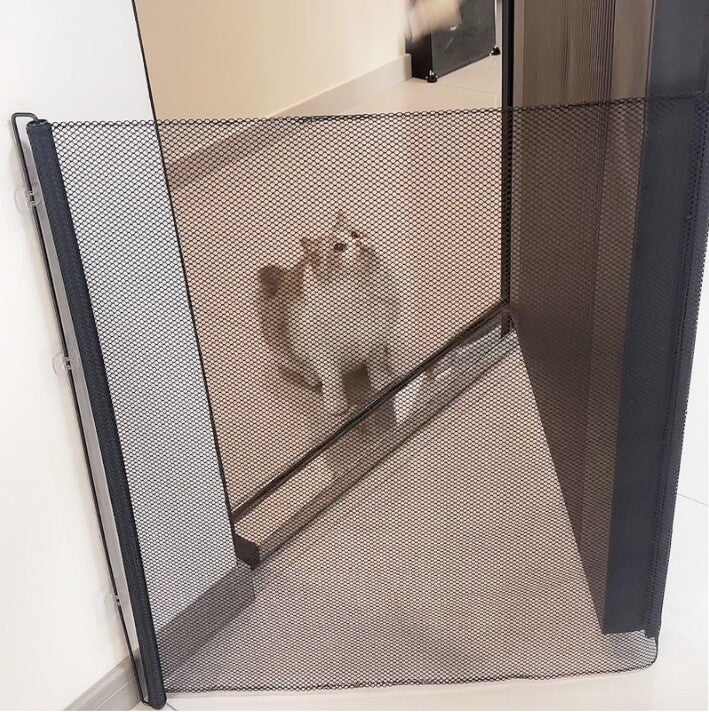 KFX-7942077 Retractable Dog and Baby Safety Gate for Stairs and Doorways, Adjustable 130CM x 78CM, Indoor/Outdoor Use