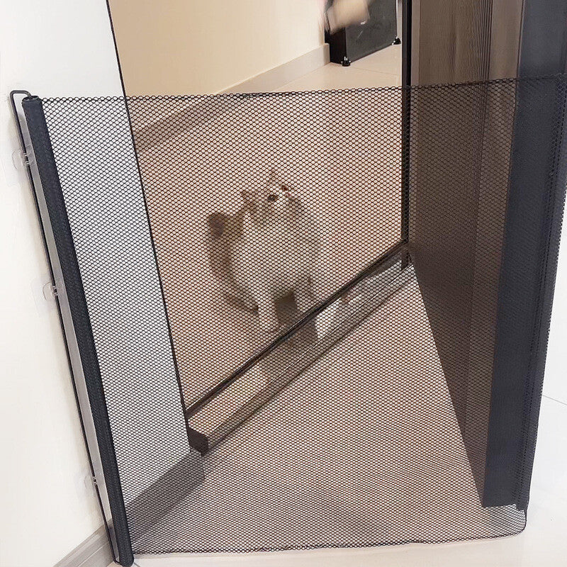 KFX-7942077 Retractable Dog and Baby Safety Gate for Stairs and Doorways, Adjustable 130CM x 78CM, Indoor/Outdoor Use