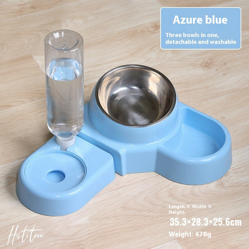 KFX-7942589 Automatic Removable Blue Plastic Cat Bowl with Water Feeder