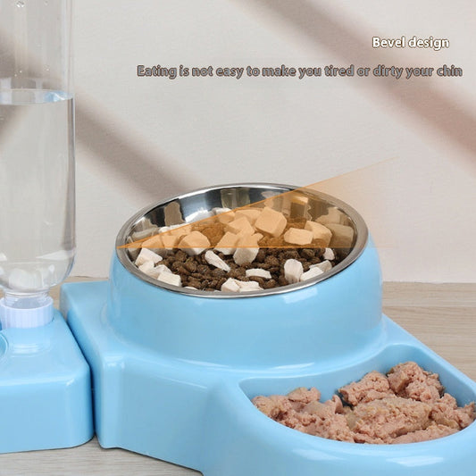 KFX-7942589 Automatic Removable Blue Plastic Cat Bowl with Water Feeder