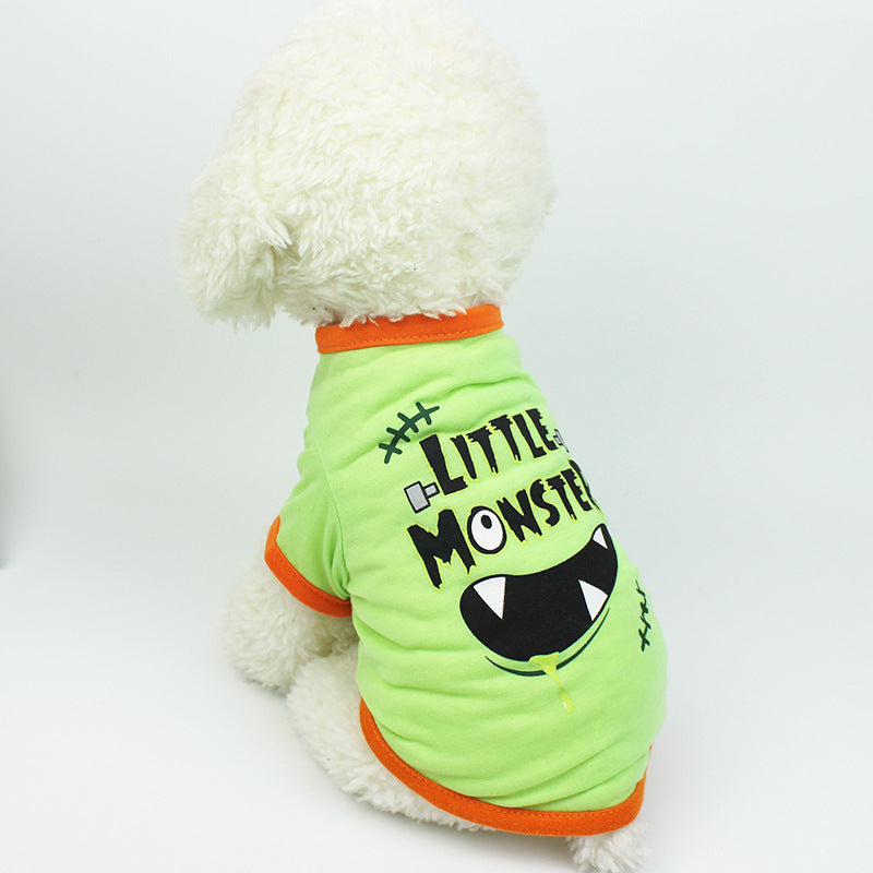 KFX-7944765 Cartoon Print Casual T-Shirt for Pets - Lightweight Terylene Material, Various Sizes Available