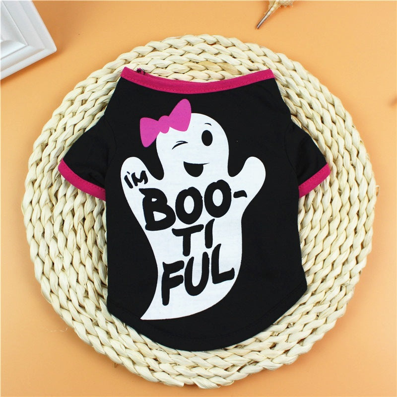 KFX-7944765 Cartoon Print Casual T-Shirt for Pets - Lightweight Terylene Material, Various Sizes Available